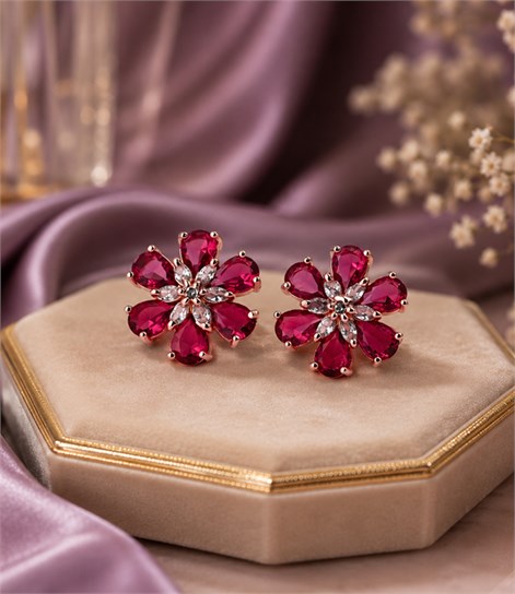 Ruby Blossom Studs