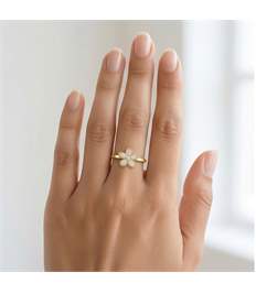 AGOR 925 Sterling Silver Floral Ring, Yellow Gold Finish, Size 7